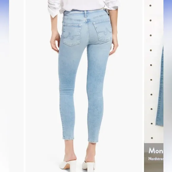 🇪🇸 AG Farrah High Rise Skinny Ankle denim jeans frayed hem light blue 26R