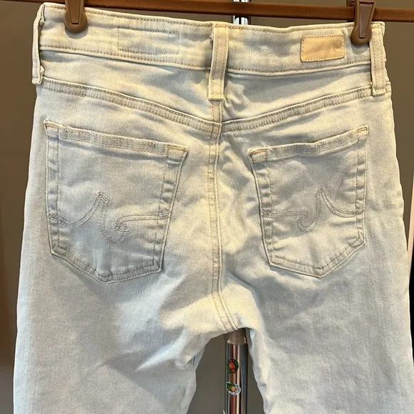 🇪🇸 AG Farrah High Rise Skinny Ankle denim jeans frayed hem light blue 26R