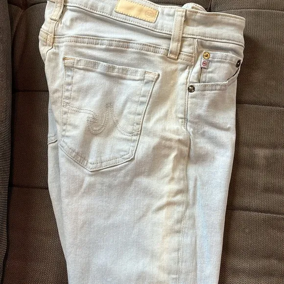 🇪🇸 AG Farrah High Rise Skinny Ankle denim jeans frayed hem light blue 26R