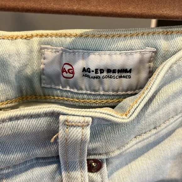 🇪🇸 AG Farrah High Rise Skinny Ankle denim jeans frayed hem light blue 26R