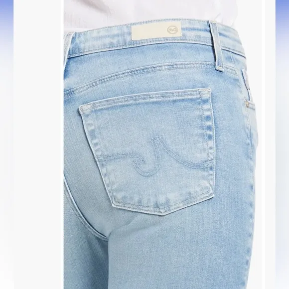 🇪🇸 AG Farrah High Rise Skinny Ankle denim jeans frayed hem light blue 26R