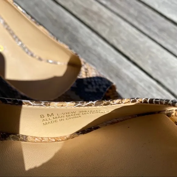 🍂 FRANCO SARTO PEEP TOE SNAKESKIN TAN PUMPS!