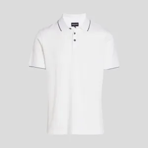 🆕 👕 Giorgio Armani Cotton Polo Shirt Color: White/Navy Size: 54