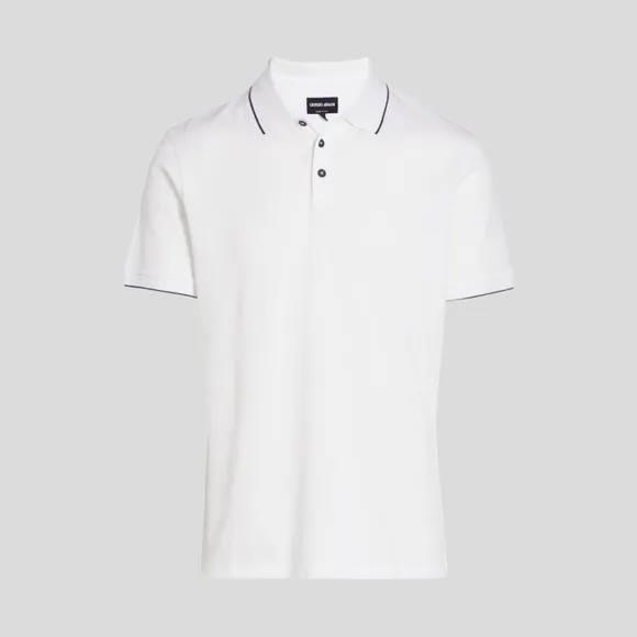 🆕 👕 Giorgio Armani Cotton Polo Shirt Color: White/Navy Size: 54