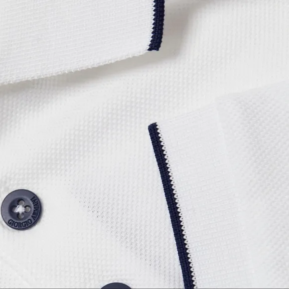 🆕 👕 Giorgio Armani Cotton Polo Shirt Color: White/Navy Size: 54