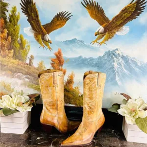 💋 Lucchese Vintage Style Charlie 1 Horse 9 Tan Western Heel Boots RARE New 💋