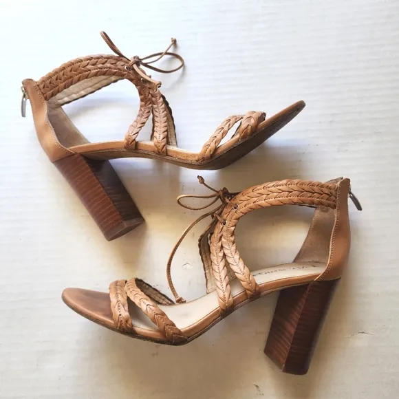 🌸 Via Spiga | Tie Strap Heels, Leather, Tan