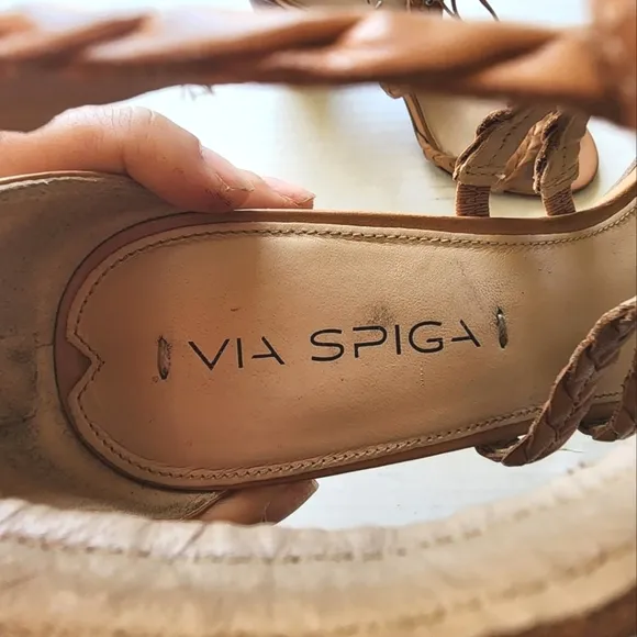 🌸 Via Spiga | Tie Strap Heels, Leather, Tan