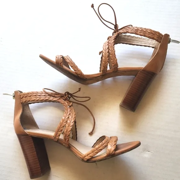 🌸 Via Spiga | Tie Strap Heels, Leather, Tan