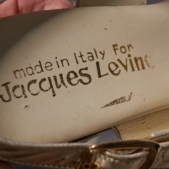 1970s Gold Strapy Sandals Heels Shoes