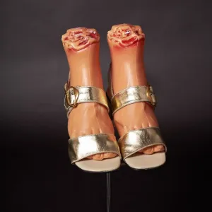 1970s Gold Strapy Sandals Heels Shoes