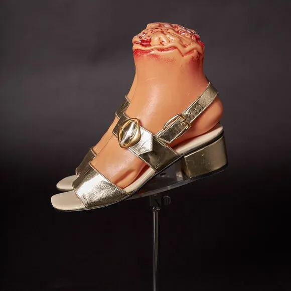 1970s Gold Strapy Sandals Heels Shoes