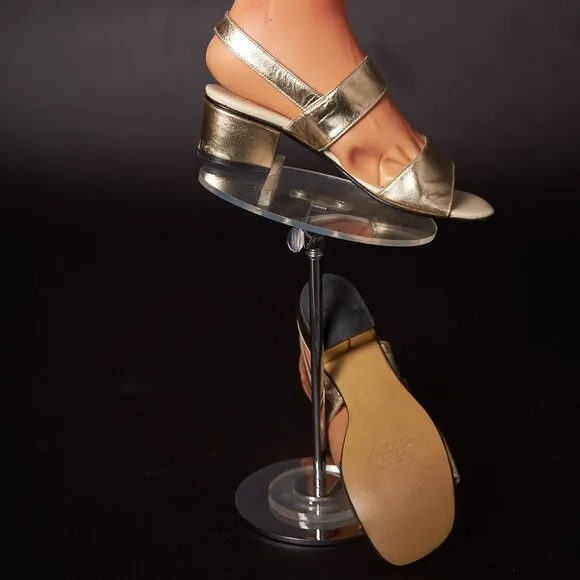 1970s Gold Strapy Sandals Heels Shoes