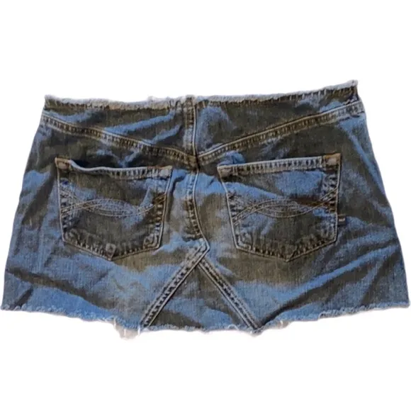 2000s A&amp;F LOW RISE DENIM JEAN SKIRT DISTRESSED Y2K SOUTHWESTERN BOHO ⭐️⭐️⭐️⭐️⭐️