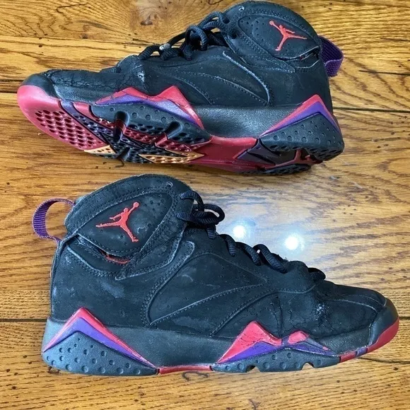 2012 Nike Air Jordan Retro 7 &quot;Raptor&quot; Black/red 4Y