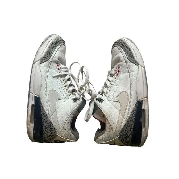 2013 Air Jordan 3 Retro Sneakers White Cement Leather White Rare Men's 9.5