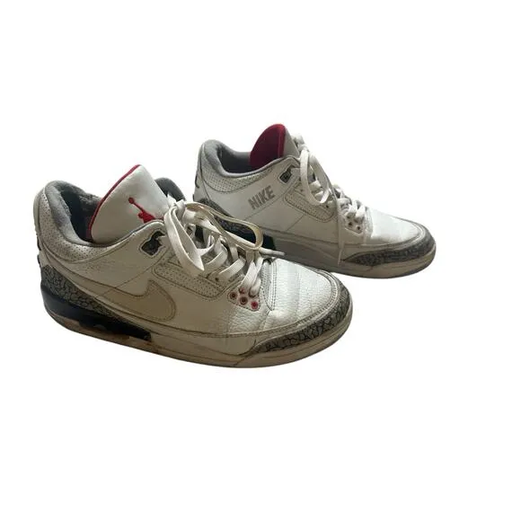 2013 Air Jordan 3 Retro Sneakers White Cement Leather White Rare Men's 9.5