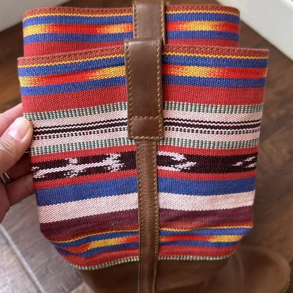 2568 Bohemian Western Cowboy Tribal Aztec Leather tall Boots multicolor Size 7