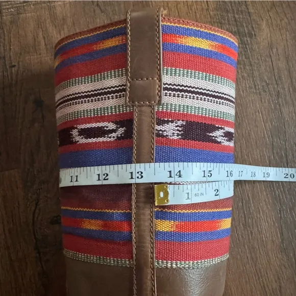 2568 Bohemian Western Cowboy Tribal Aztec Leather tall Boots multicolor Size 7