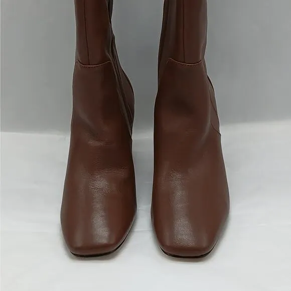 $300 NWT Cole Haan Womens Knee High Boots Size 7B Brown Leather Chunky Shoes