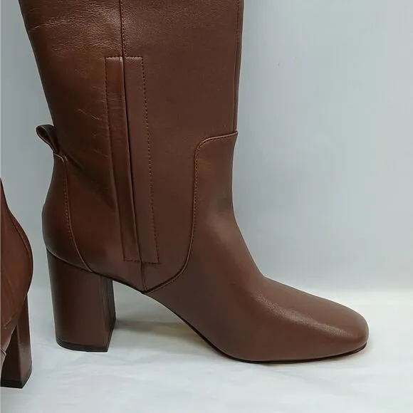 $300 NWT Cole Haan Womens Knee High Boots Size 7B Brown Leather Chunky Shoes