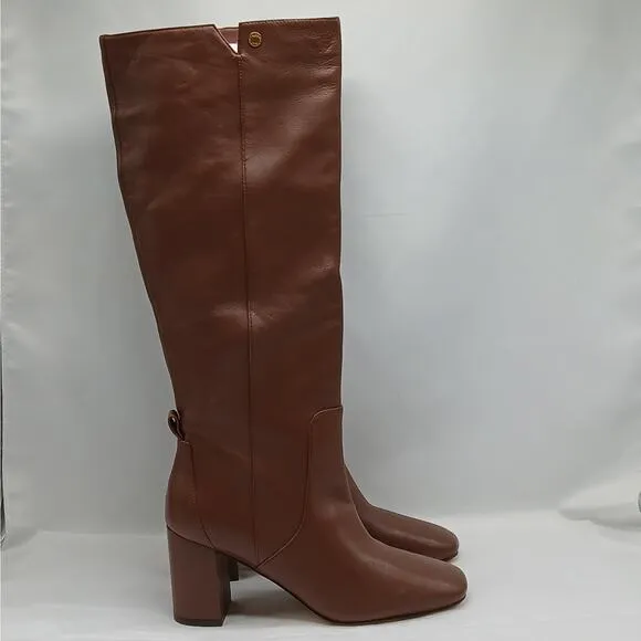 $300 NWT Cole Haan Womens Knee High Boots Size 7B Brown Leather Chunky Shoes