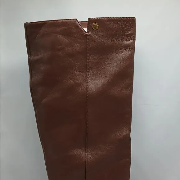 $300 NWT Cole Haan Womens Knee High Boots Size 7B Brown Leather Chunky Shoes