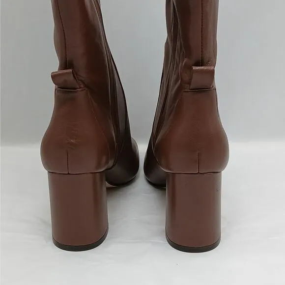 $300 NWT Cole Haan Womens Knee High Boots Size 7B Brown Leather Chunky Shoes