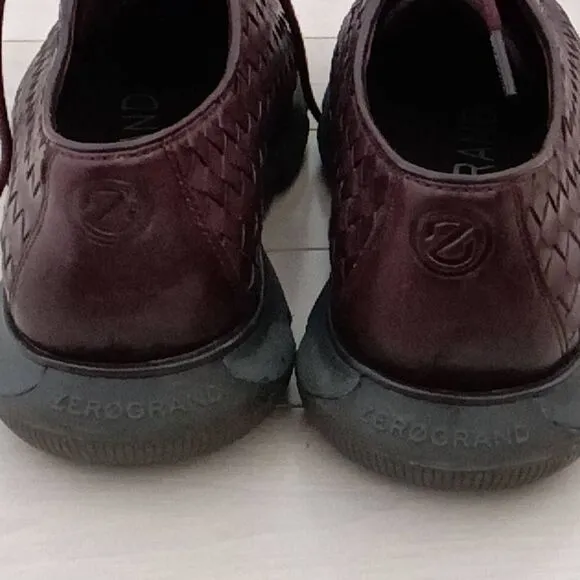 4. ZERØGRAND Men's Hand-Woven Oxford Shoes Maroon Red Size 7M