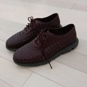 4. ZERØGRAND Men's Hand-Woven Oxford Shoes Maroon Red Size 7M