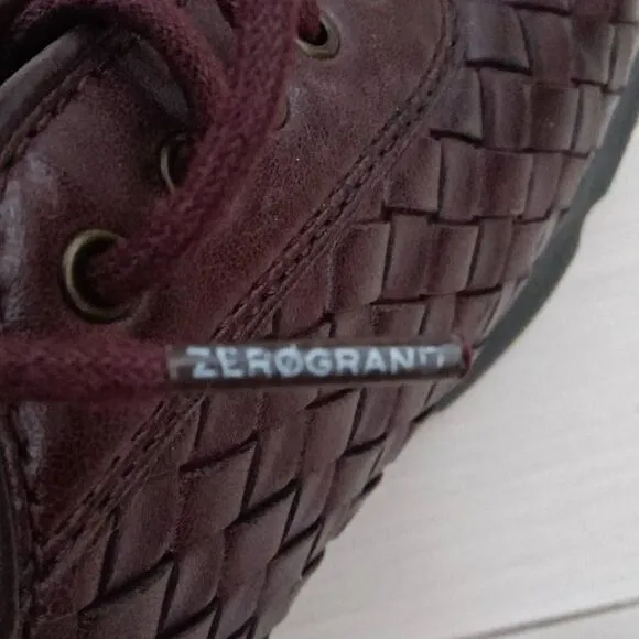 4. ZERØGRAND Men's Hand-Woven Oxford Shoes Maroon Red Size 7M