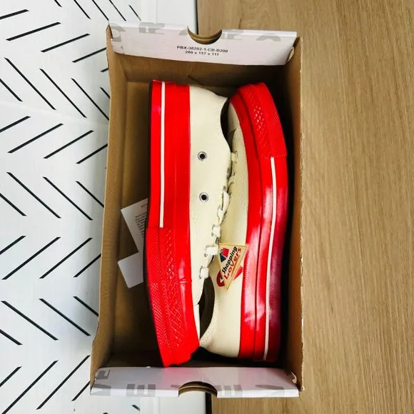 ❤️7 Converse Chuck 70 OX Comme Des Garçons Women Shoes Heart Beige Red A01796C❤️
