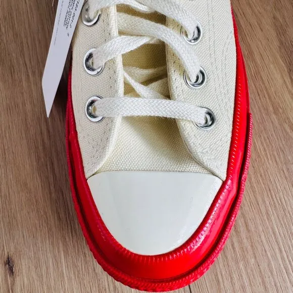 ❤️7 Converse Chuck 70 OX Comme Des Garçons Women Shoes Heart Beige Red A01796C❤️