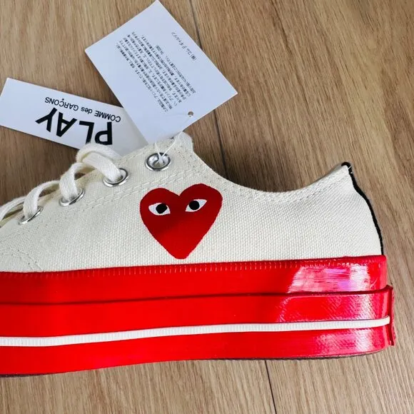 ❤️7 Converse Chuck 70 OX Comme Des Garçons Women Shoes Heart Beige Red A01796C❤️