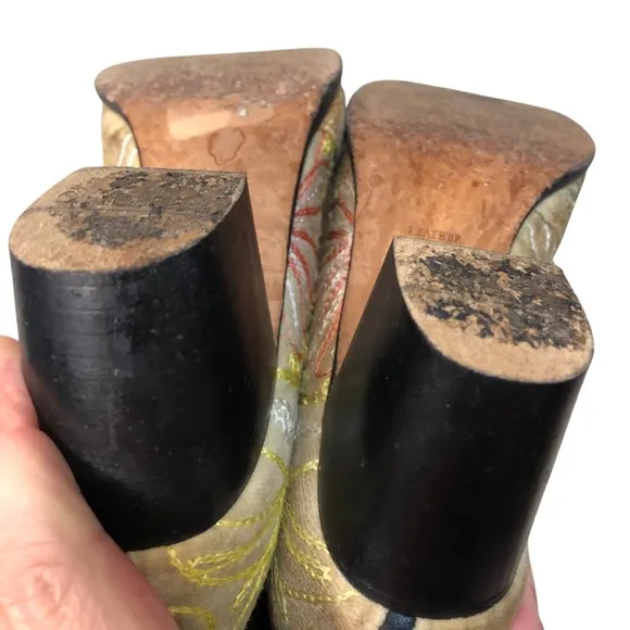 7 Hills Living Tapestry Cuban Style Boots Sz 39 Handmade Tall Heeled Boho Gypsy