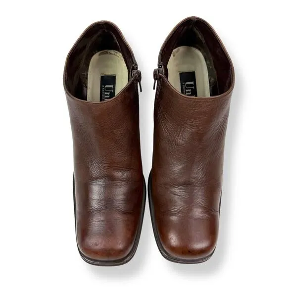 90's KENNETH COLE UNLISTED brown leather chunky heel square toe shoes