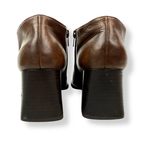 90's KENNETH COLE UNLISTED brown leather chunky heel square toe shoes