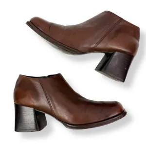90's KENNETH COLE UNLISTED brown leather chunky heel square toe shoes