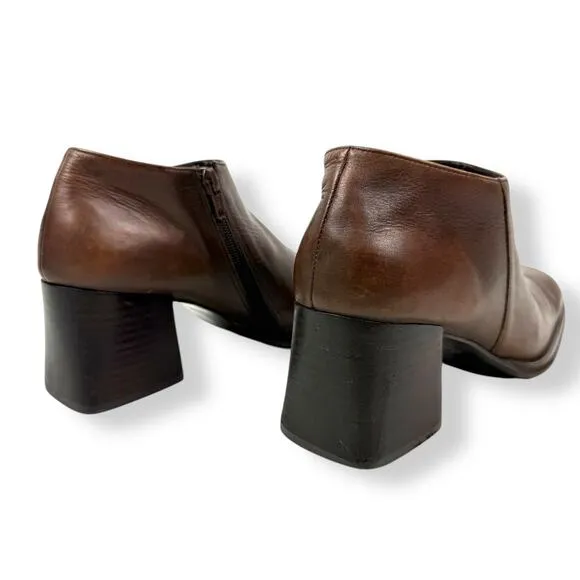 90's KENNETH COLE UNLISTED brown leather chunky heel square toe shoes