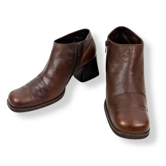 90's KENNETH COLE UNLISTED brown leather chunky heel square toe shoes