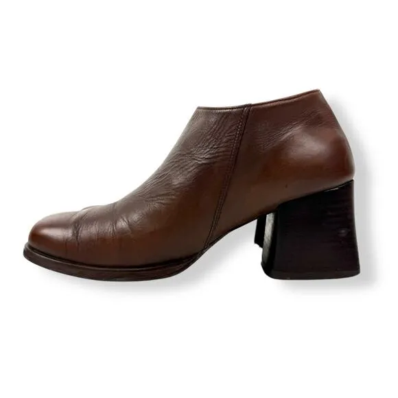 90's KENNETH COLE UNLISTED brown leather chunky heel square toe shoes