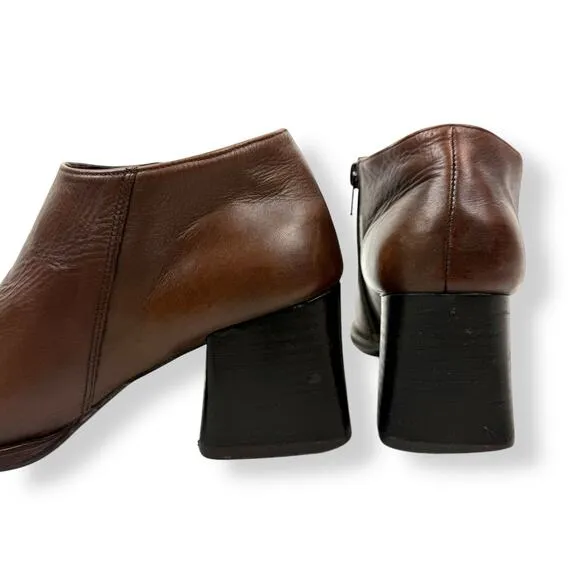 90's KENNETH COLE UNLISTED brown leather chunky heel square toe shoes