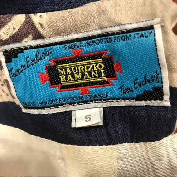 90’s Maurizio Ramani Zebra Print Jacket Blazer Tan Blue Small