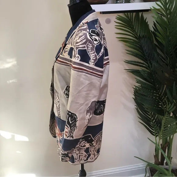 90’s Maurizio Ramani Zebra Print Jacket Blazer Tan Blue Small