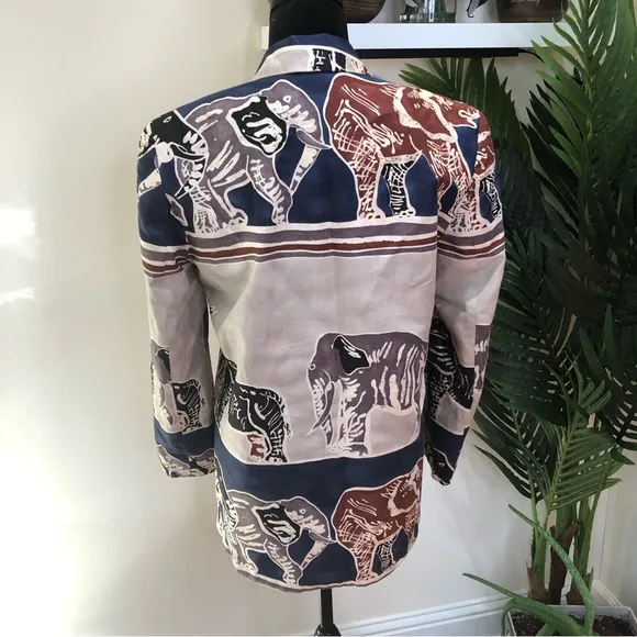 90’s Maurizio Ramani Zebra Print Jacket Blazer Tan Blue Small