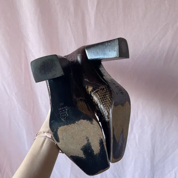 90s vintage designer patchwork square toed boots!!