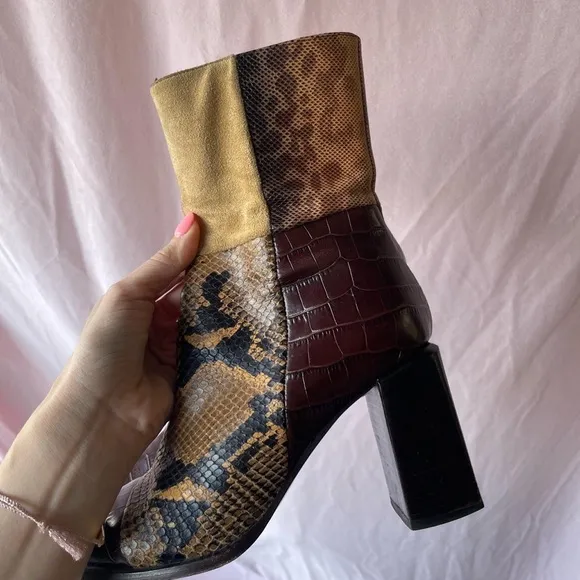 90s vintage designer patchwork square toed boots!!