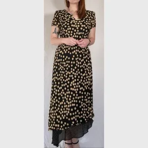 90’s Vintage ‘Positive Attitude’ Multicolor Polkadot Midi Dress