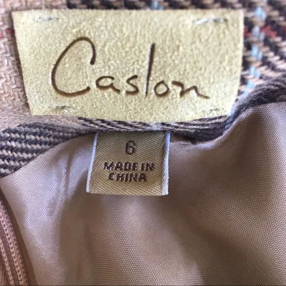 90s Y2K VINTAGE | CASLON 3PC Brown &amp; Mustard Plaid Wool-blend Suit