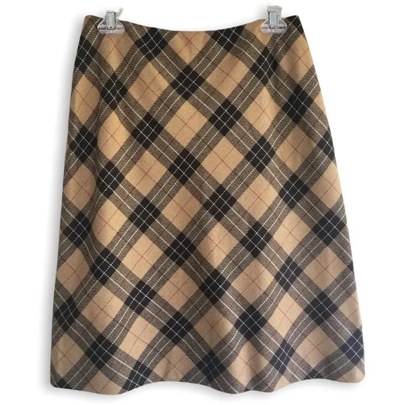 90s Y2K VINTAGE | CASLON 3PC Brown &amp; Mustard Plaid Wool-blend Suit